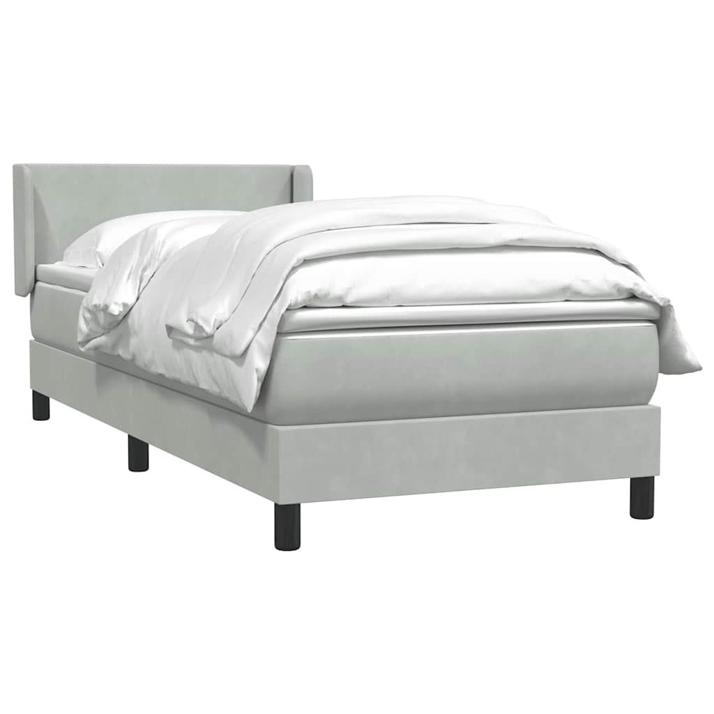 Boxspring met matras fluweel lichtgrijs 80x220 cm