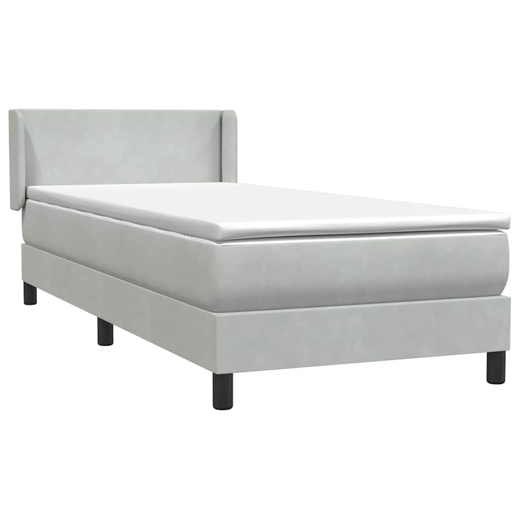 Boxspring met matras fluweel lichtgrijs 80x220 cm