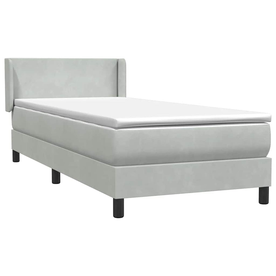 Boxspring met matras fluweel lichtgrijs 80x220 cm
