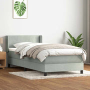 Boxspring met matras 80x220 cm lichtgrijs fluweel