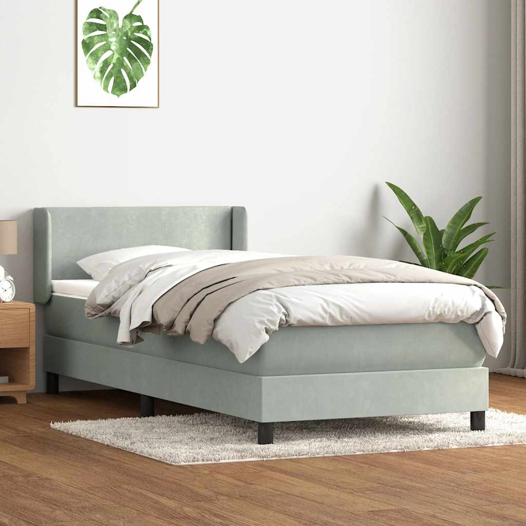 Boxspring met matras fluweel lichtgrijs 80x220 cm