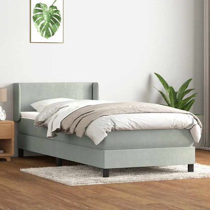 Boxspring met matras fluweel lichtgrijs 80x220 cm