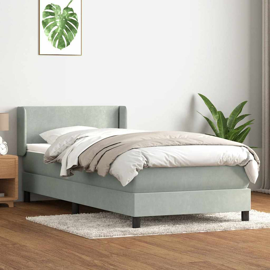 Boxspring met matras fluweel lichtgrijs 80x220 cm
