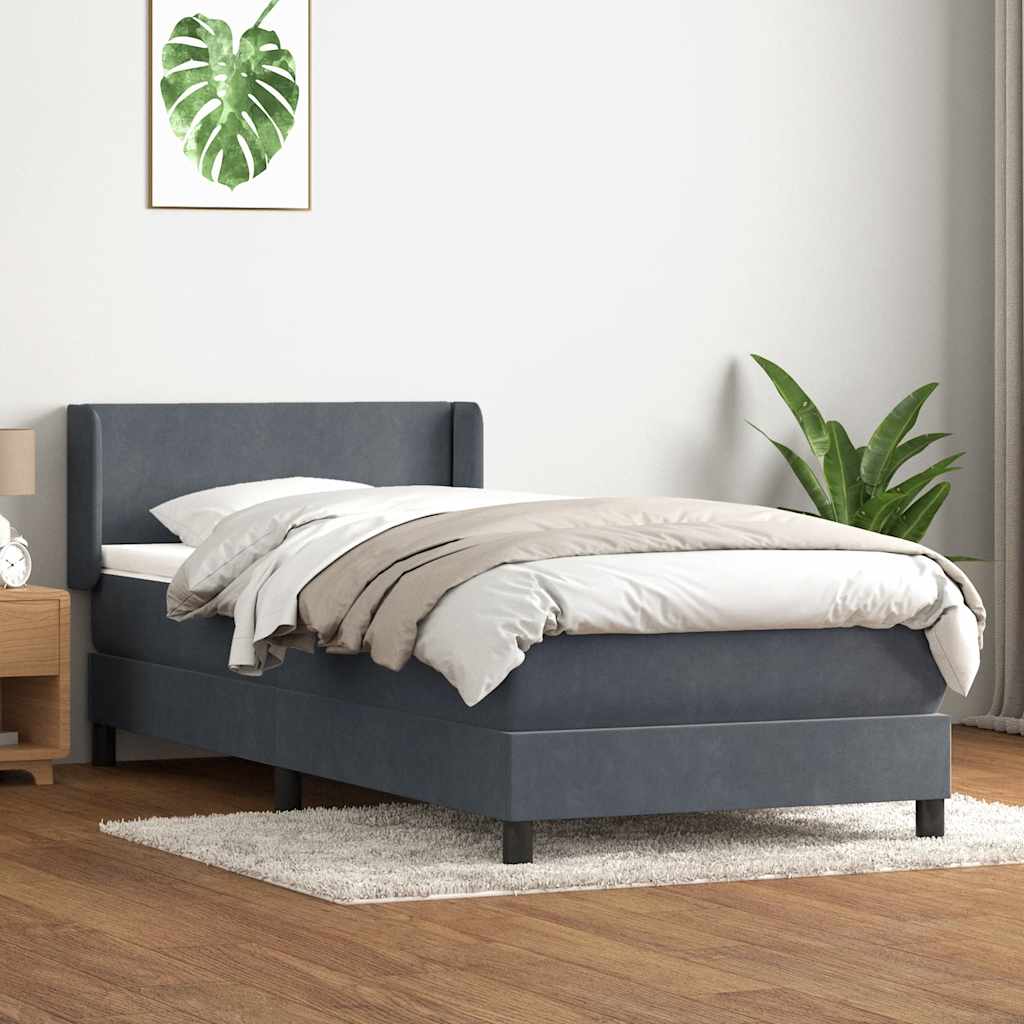 Boxspring met matras fluweel donkergrijs 80x220 cm