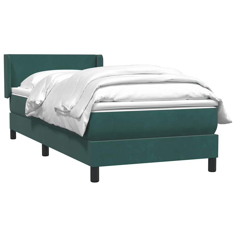 Boxspring met matras fluweel donkergroen 80x220 cm
