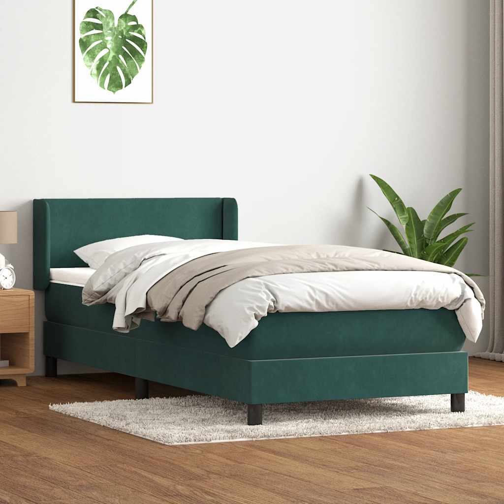 Boxspring met matras fluweel donkergroen 80x220 cm