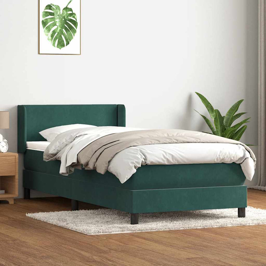Boxspring met matras fluweel donkergroen 80x220 cm