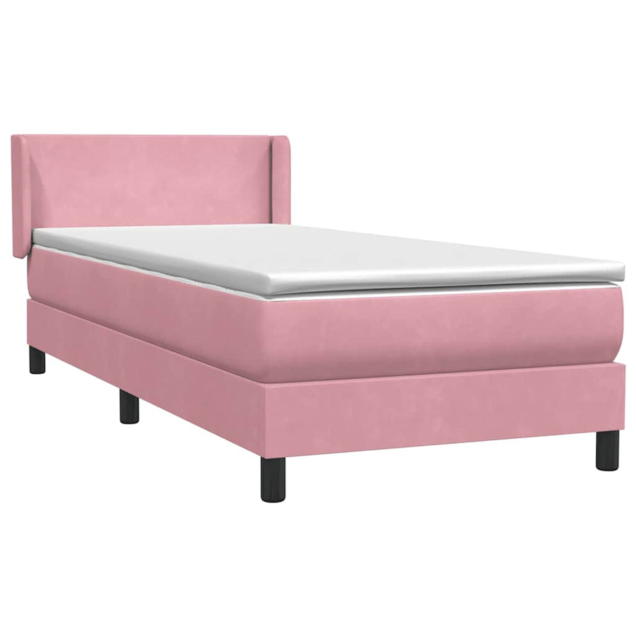 Boxspring met matras fluweel roze 80x220 cm