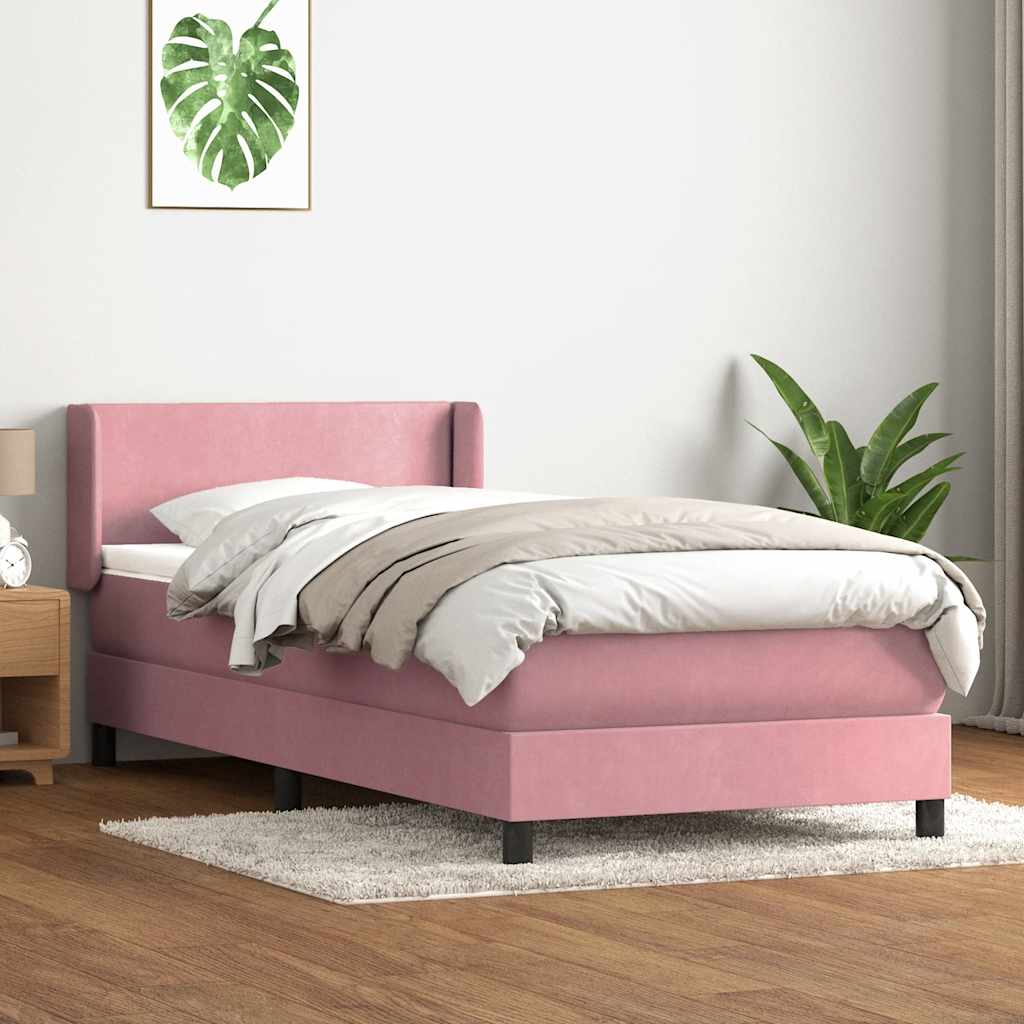 Boxspring met matras fluweel roze 80x220 cm