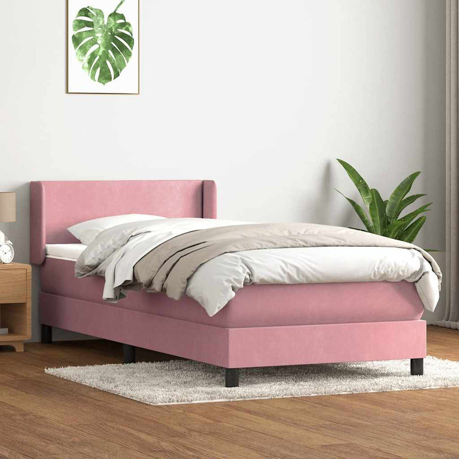 Boxspring met matras fluweel roze 80x220 cm