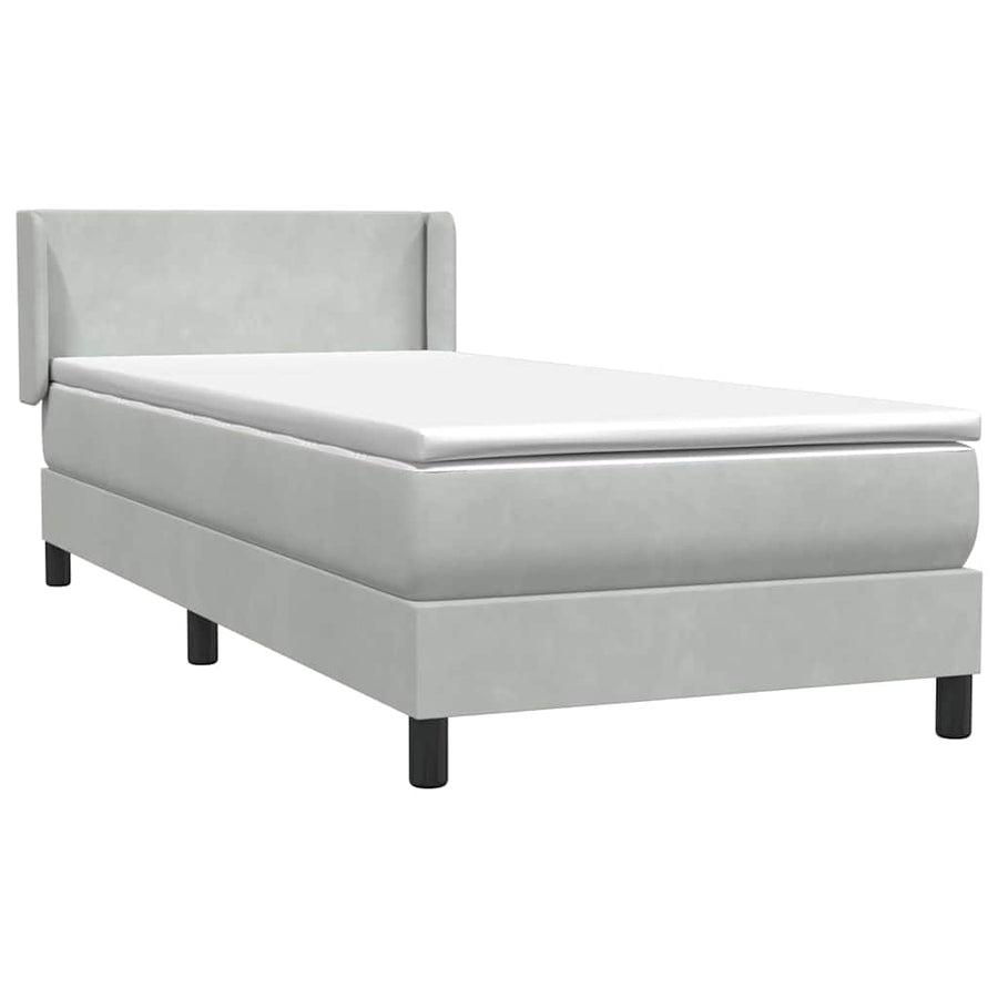 Boxspring met matras fluweel lichtgrijs 90x220 cm