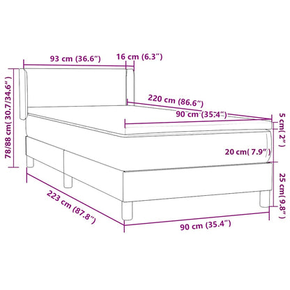 Boxspring met matras fluweel donkergrijs 90x220 cm