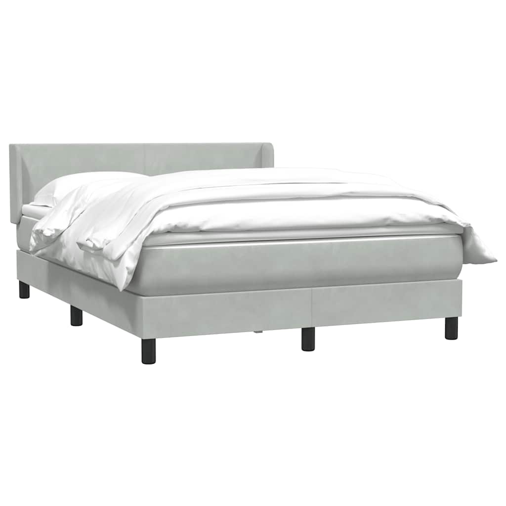 Boxspring met matras fluweel lichtgrijs 160x220 cm