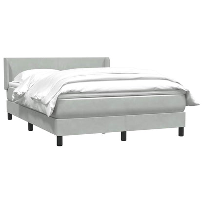 Boxspring met matras fluweel lichtgrijs 160x220 cm