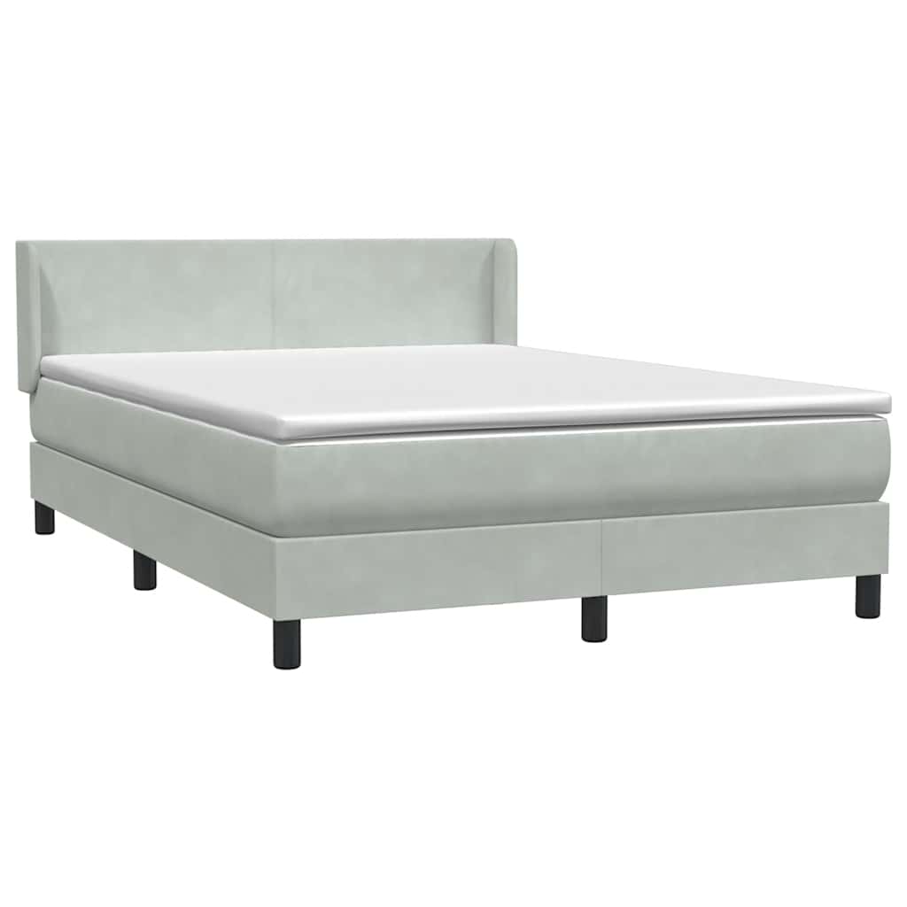 Boxspring met matras fluweel lichtgrijs 160x220 cm