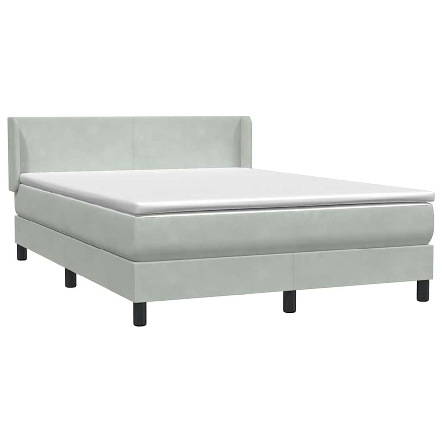 Boxspring met matras fluweel lichtgrijs 160x220 cm