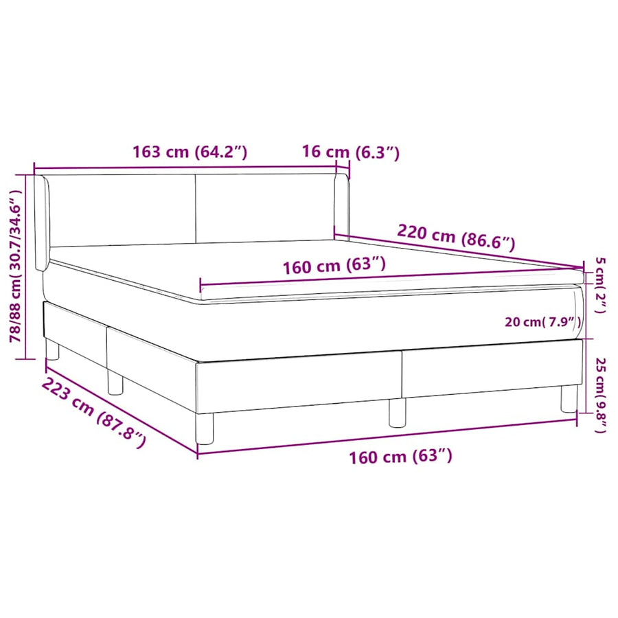 Boxspring met matras fluweel donkergroen 160x220 cm