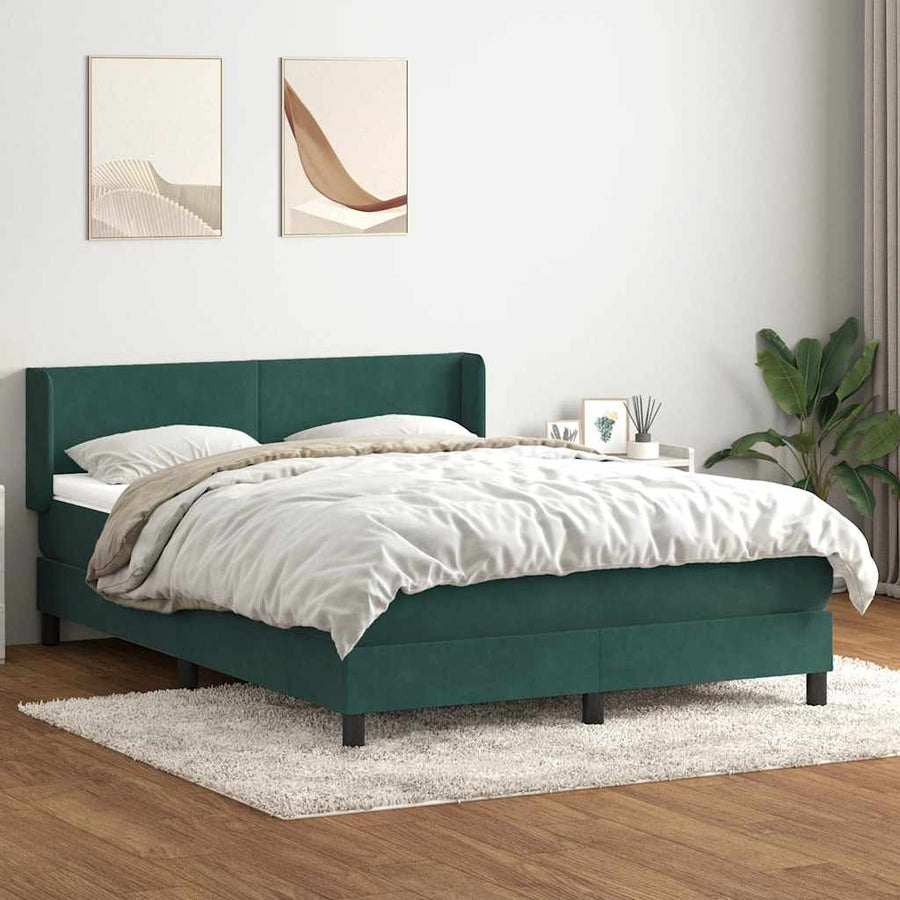 Boxspring met matras fluweel donkergroen 160x220 cm