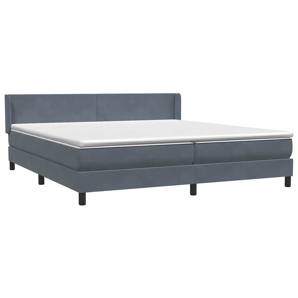 Boxspring met matras fluweel donkergrijs 180x220 cm