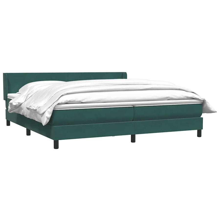 Boxspring Met Matras Fluweel 180 x 220 cm Donkergroen