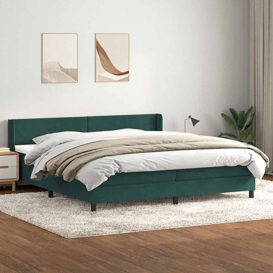 Boxspring Met Matras Fluweel 180 x 220 cm Donkergroen