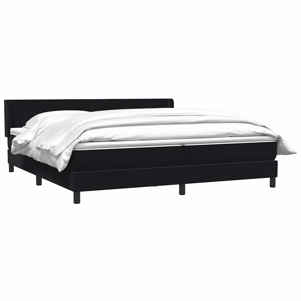 Boxspring met matras fluweel zwart 200x220 cm