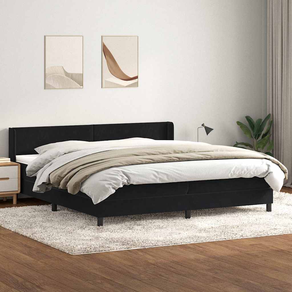 Boxspring met matras fluweel zwart 200x220 cm