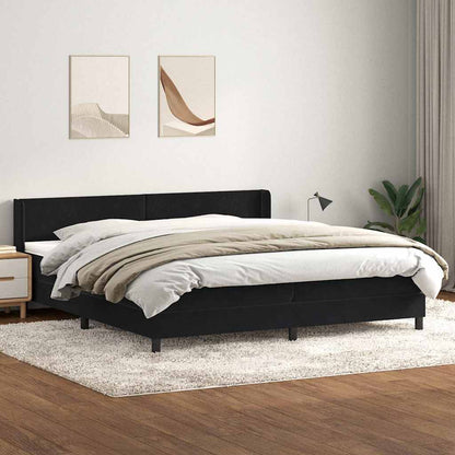 Boxspring met matras fluweel zwart 200x220 cm