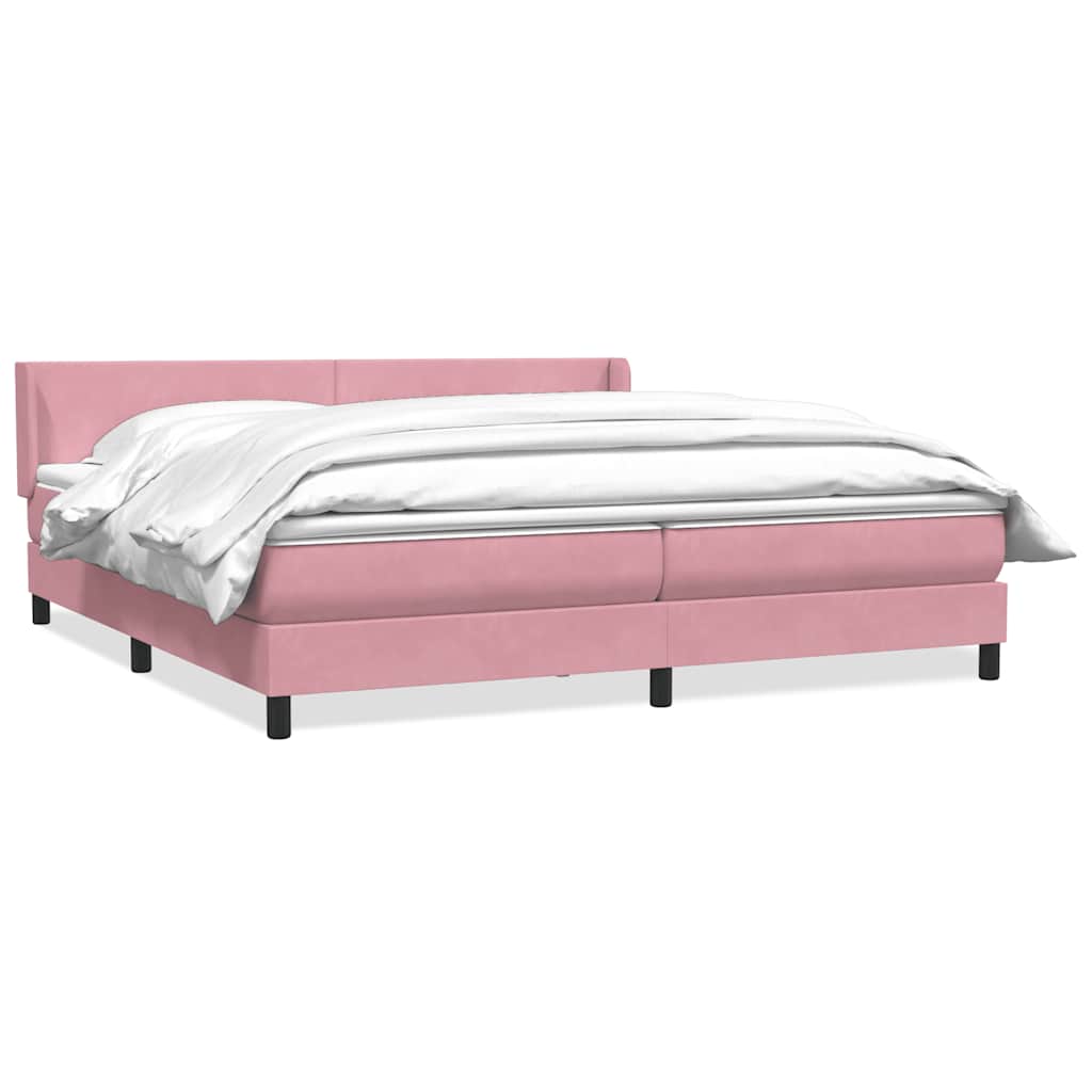 Boxspring met matras fluweel roze 200x220 cm