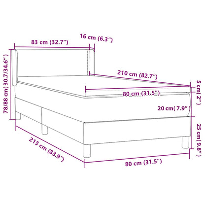 Boxspring met matras fluweel lichtgrijs 80x210 cm