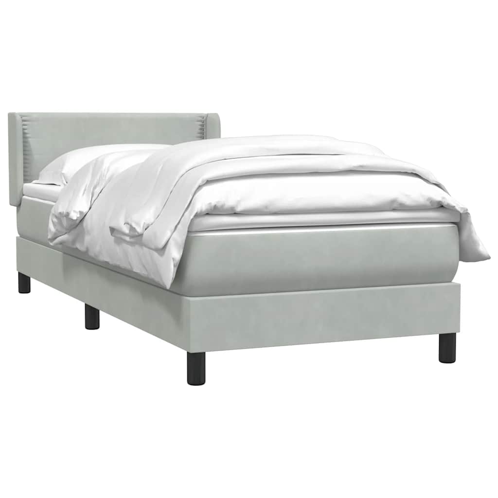 Boxspring met matras fluweel lichtgrijs 90x210 cm
