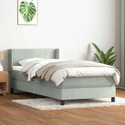 Boxspring met matras 90x210 cm lichtgrijs fluweel