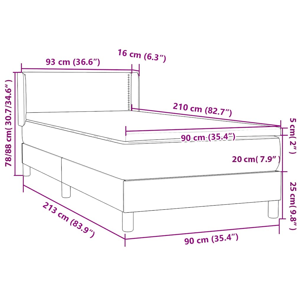 Boxspring met matras fluweel zwart 90x210 cm