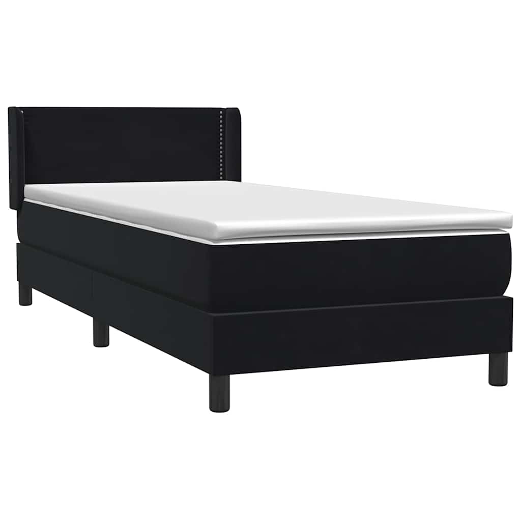 Boxspring met matras fluweel zwart 90x210 cm