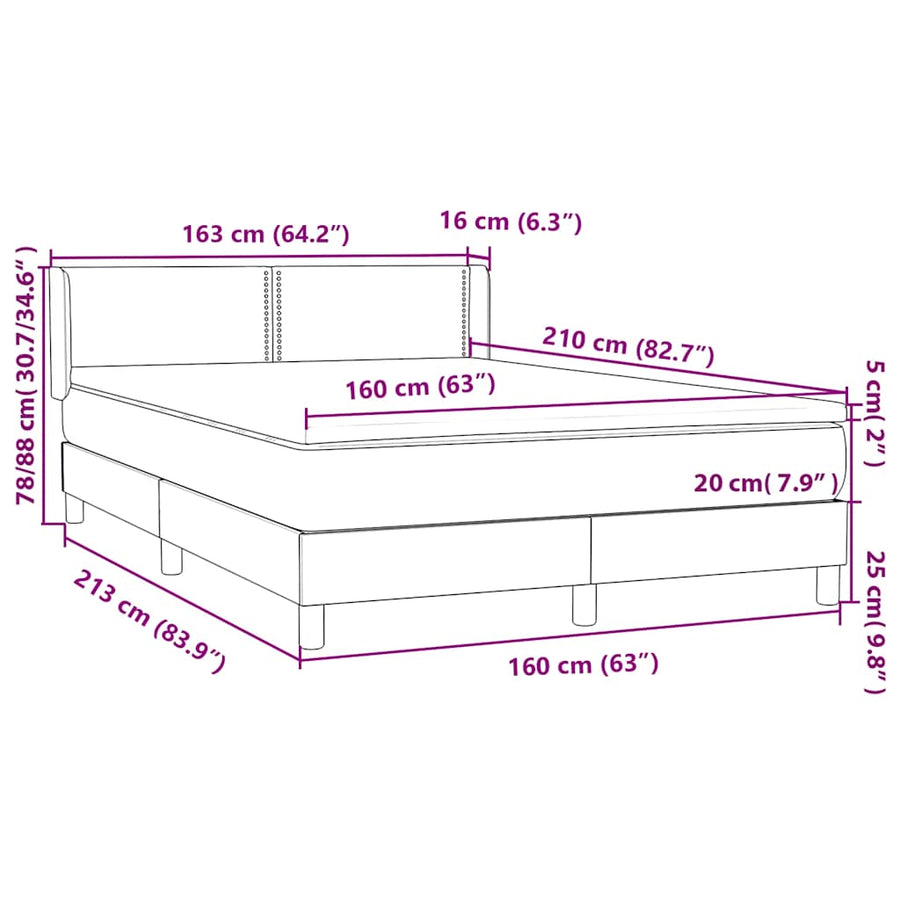 Boxspring met matras fluweel donkergrijs 160x210 cm