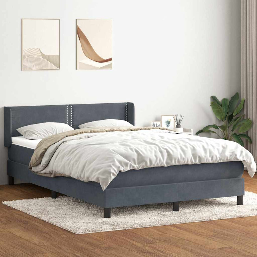 Boxspring met matras fluweel donkergrijs 160x210 cm