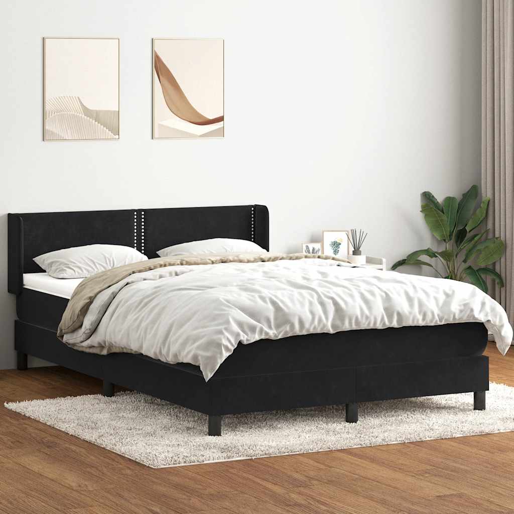 Boxspring met matras fluweel zwart 160x210 cm