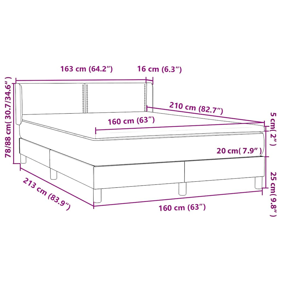 Boxspring met matras fluweel roze 160x210 cm