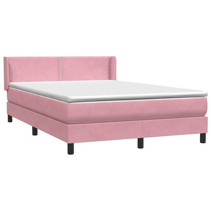 Boxspring met matras fluweel roze 160x210 cm