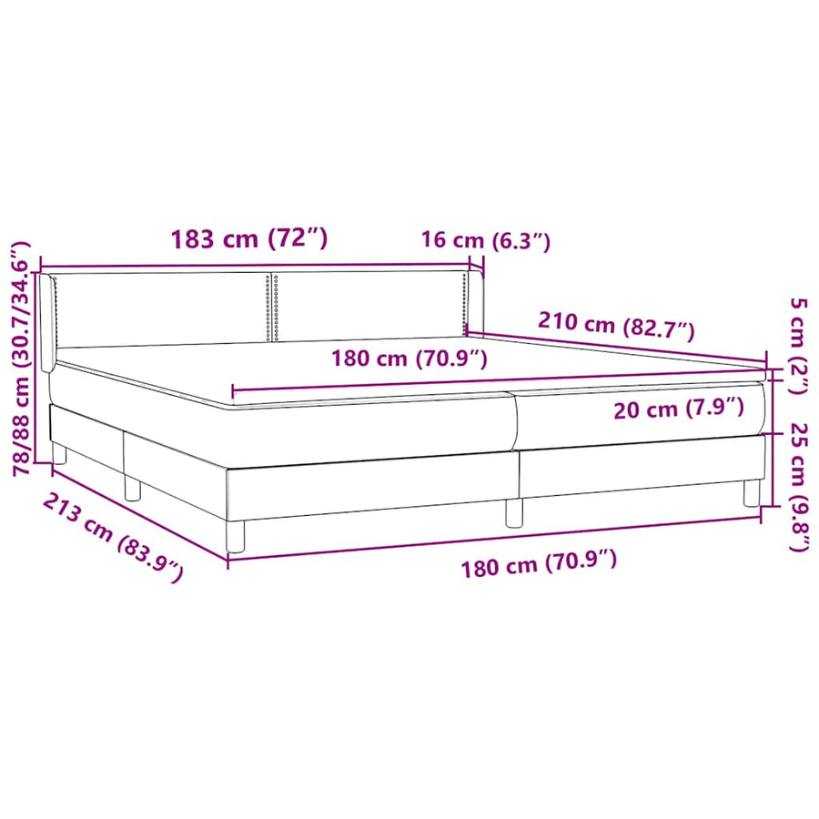 Boxspring met matras fluweel roze 180x210 cm