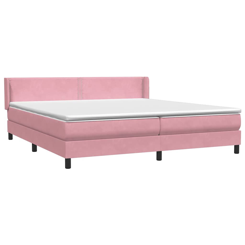 Boxspring met matras fluweel roze 180x210 cm