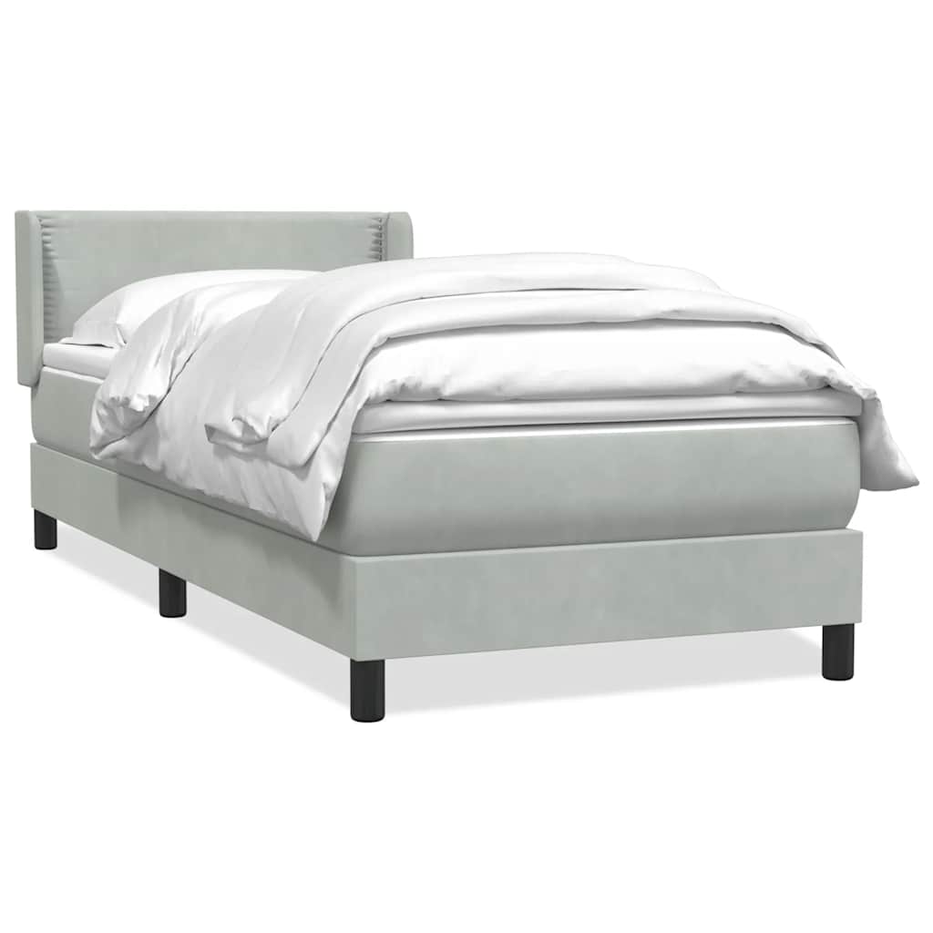 Boxspring met matras fluweel lichtgrijs 80x220 cm