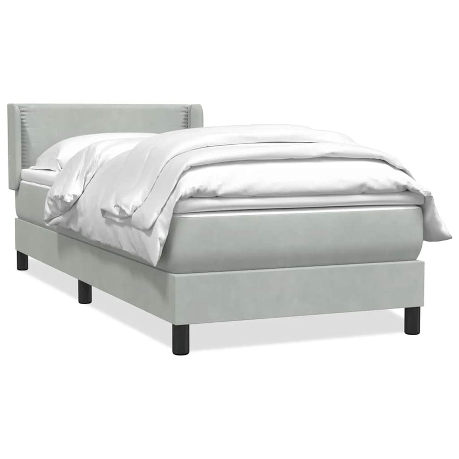 Boxspring met matras fluweel lichtgrijs 80x220 cm