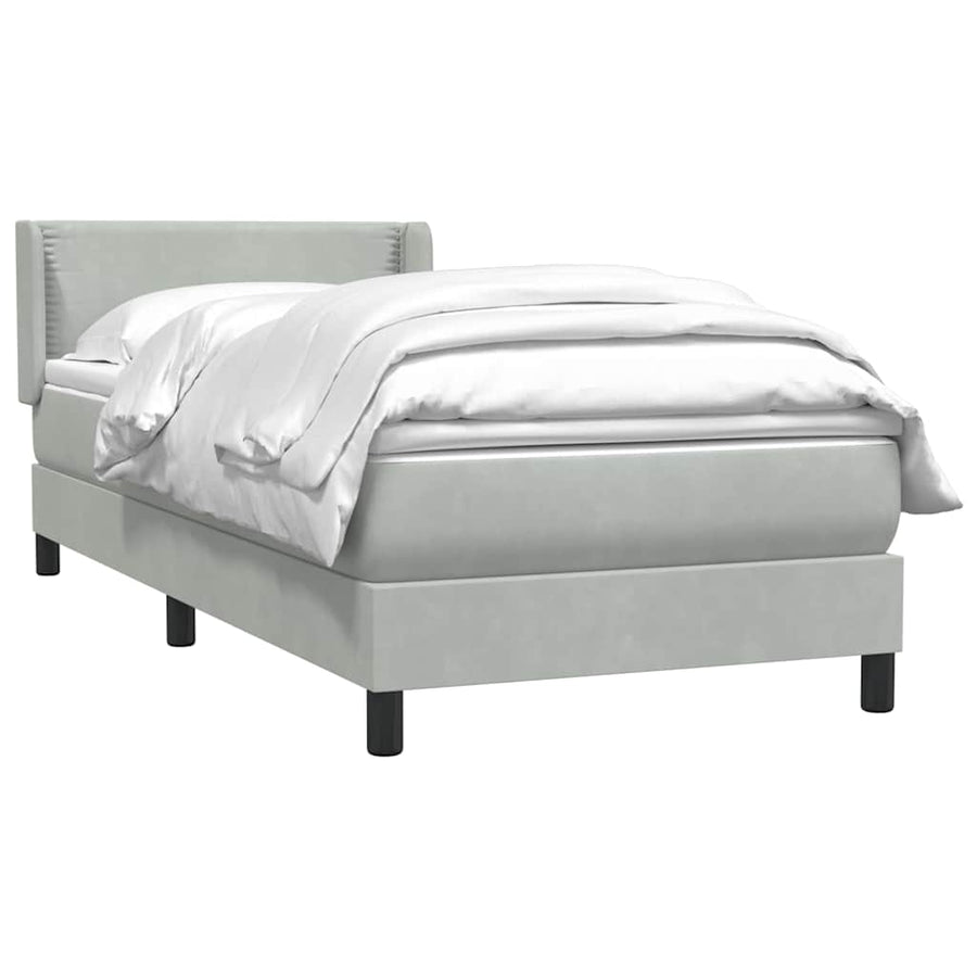 Boxspring met matras fluweel lichtgrijs 80x220 cm