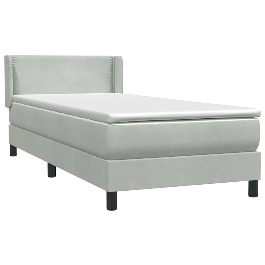 Boxspring met matras fluweel lichtgrijs 80x220 cm
