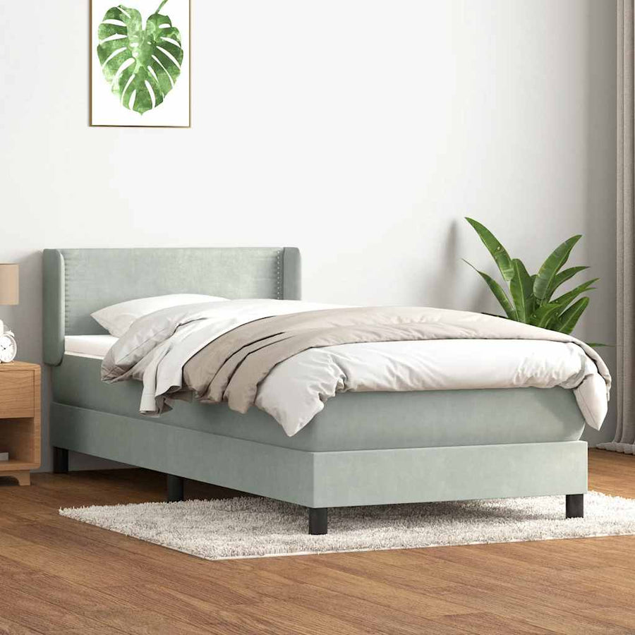 Boxspring met matras fluweel lichtgrijs 80x220 cm