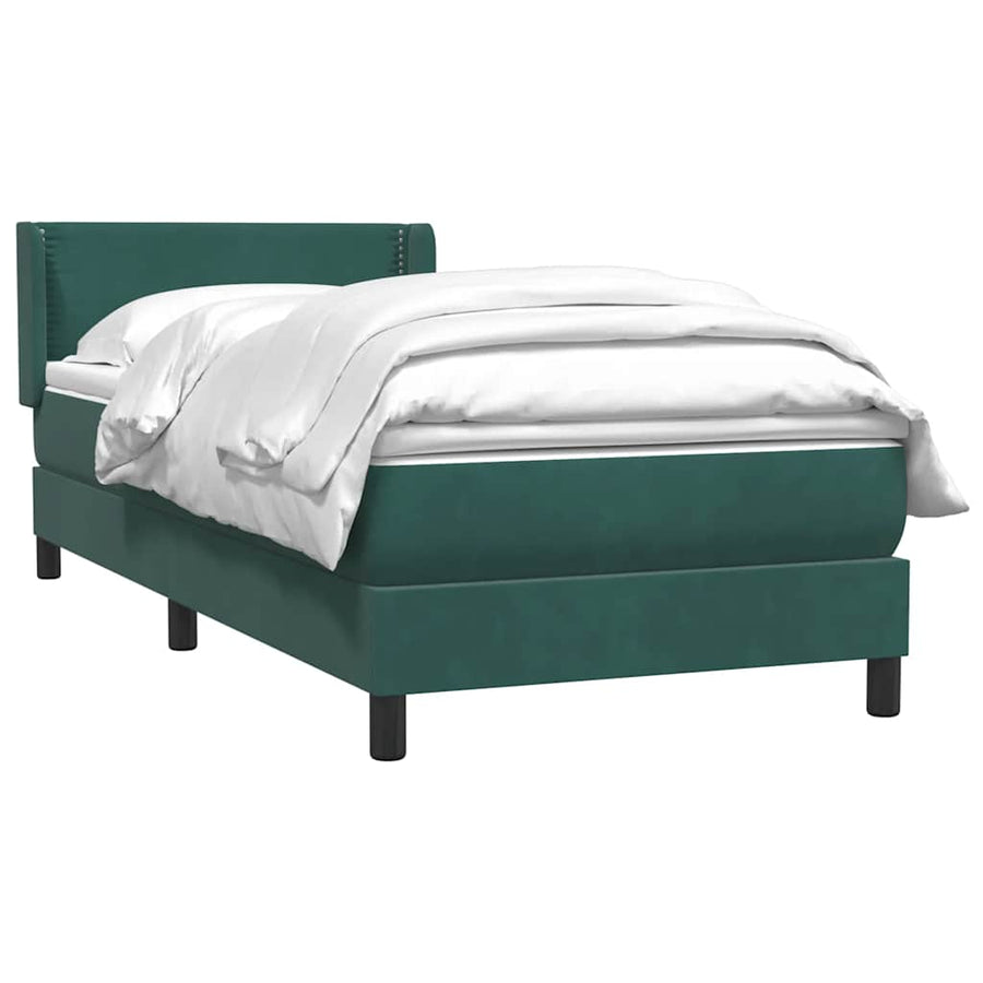 Boxspring met matras fluweel donkergroen 80x220 cm