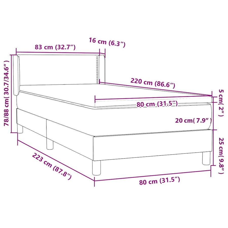 Boxspring met matras fluweel donkergroen 80x220 cm