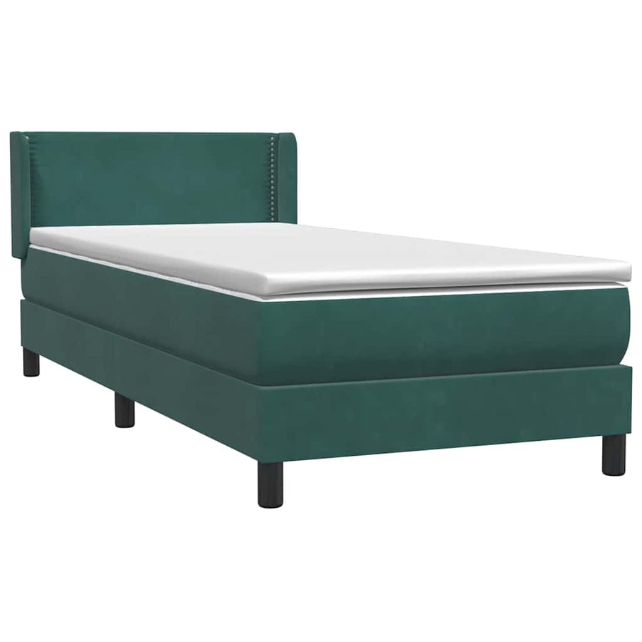 Boxspring met matras fluweel donkergroen 80x220 cm