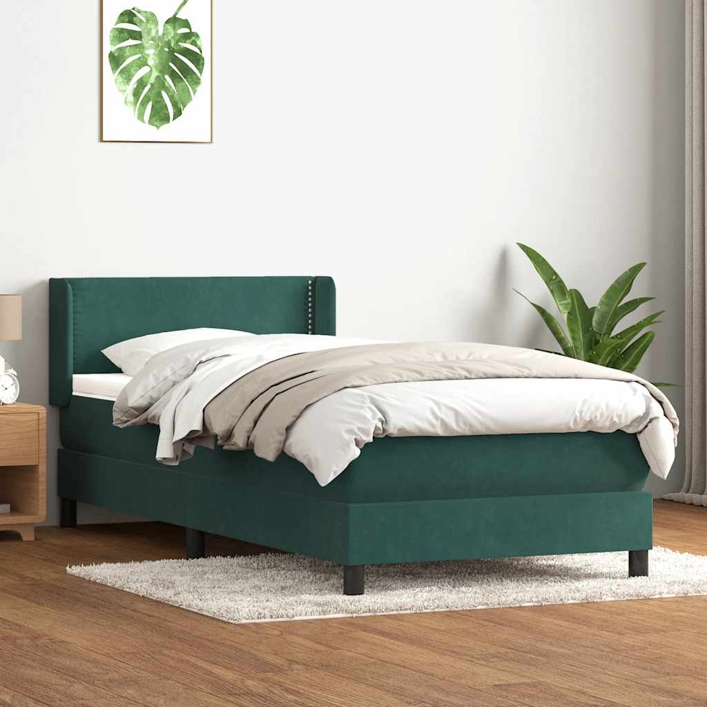 Boxspring met matras fluweel donkergroen 80x220 cm